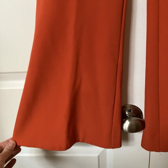 Stella McCartney High Rise Pleated Pants Womens 2 Tangerine Wool Crop Flare - Picture 5 of 16